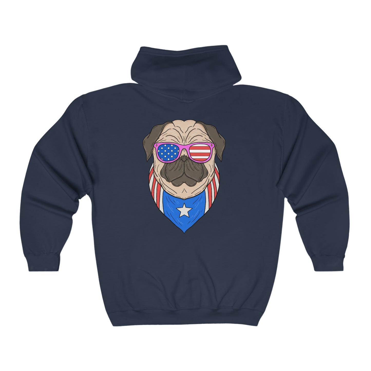 American Pug - Unisex Full Zip Hooded Sweatshirt