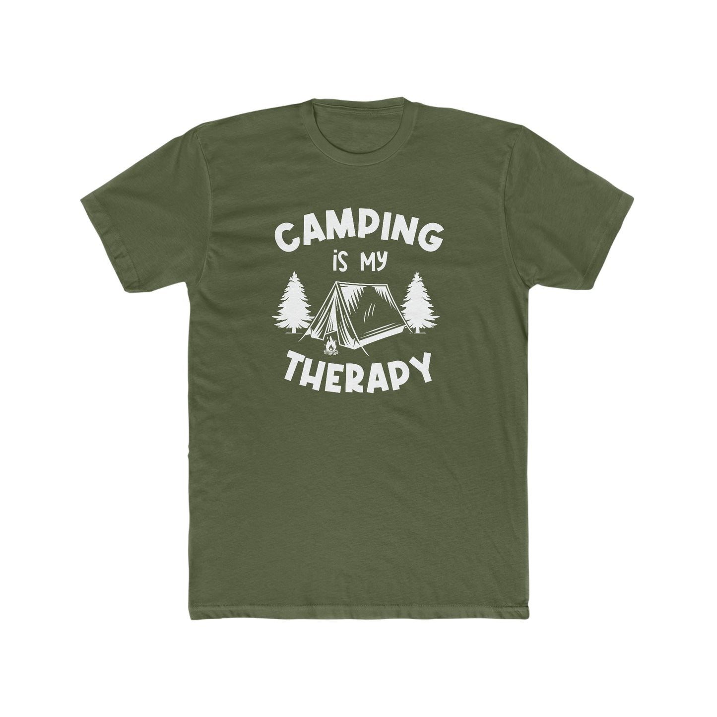 Camping Is My Therapy - Men's Cotton Crew Tee
