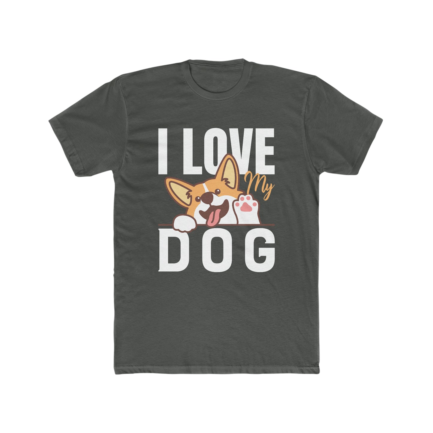 I Love My Dog - Men's Cotton Crew Tee