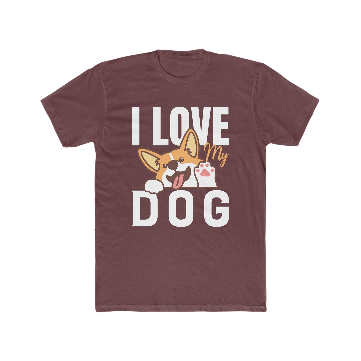 I Love My Dog - Men's Cotton Crew Tee