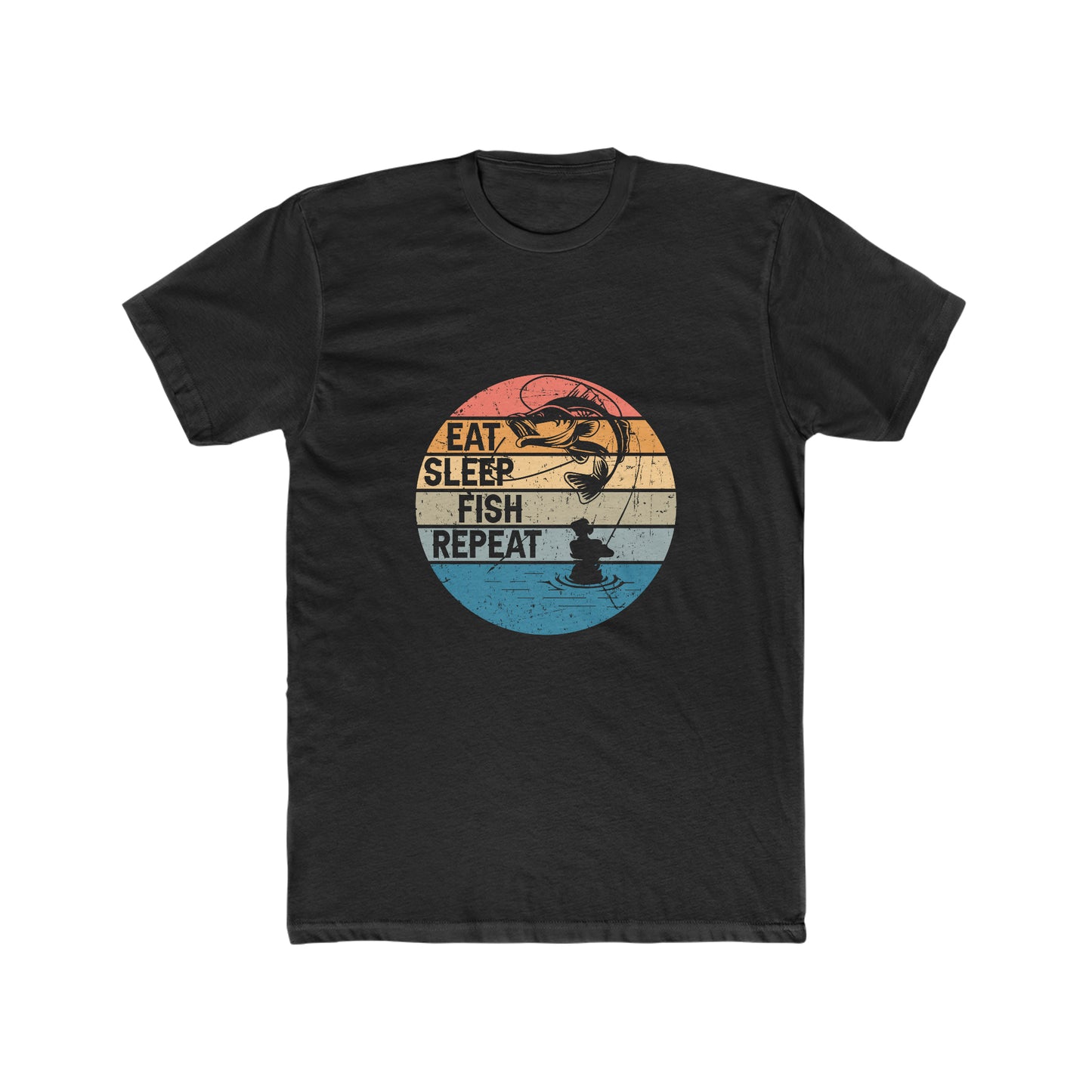 Eat Sleep Fish Repeat - Men's Cotton Crew Tee