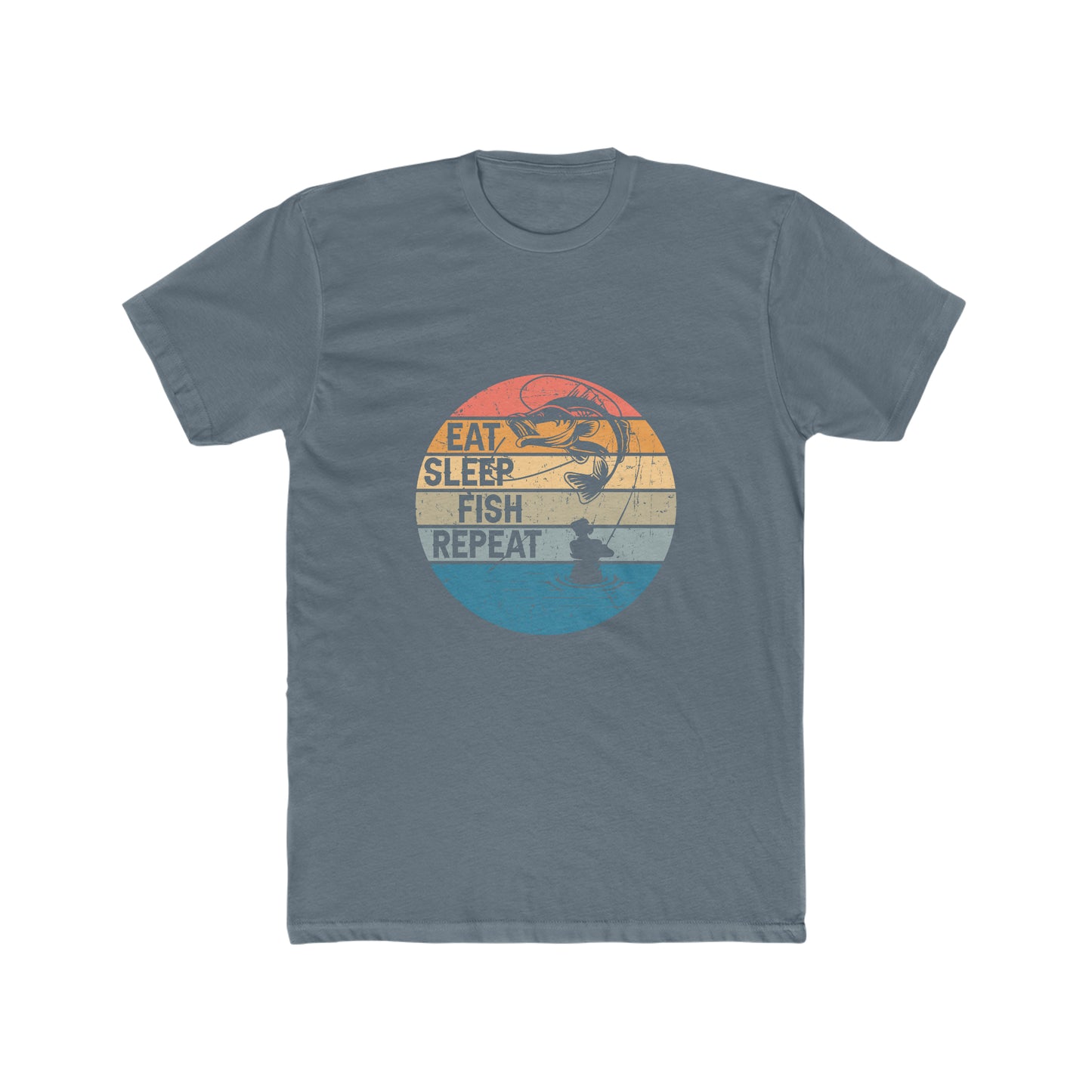 Eat Sleep Fish Repeat - Men's Cotton Crew Tee