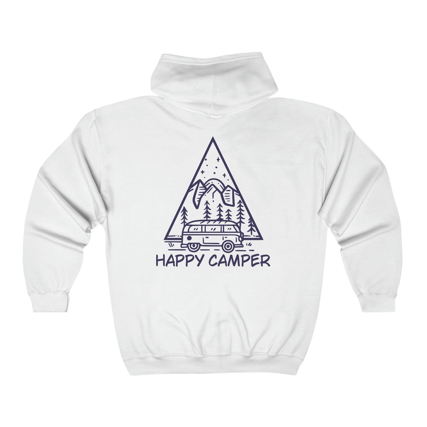 Happy Camper - Unisex Full Zip Hooded Sweatshirt