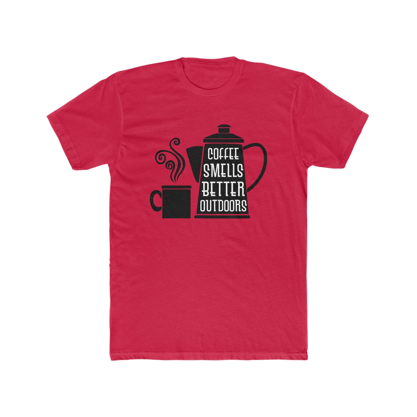Coffee Smells Better Outside - Men's Cotton Crew Tee