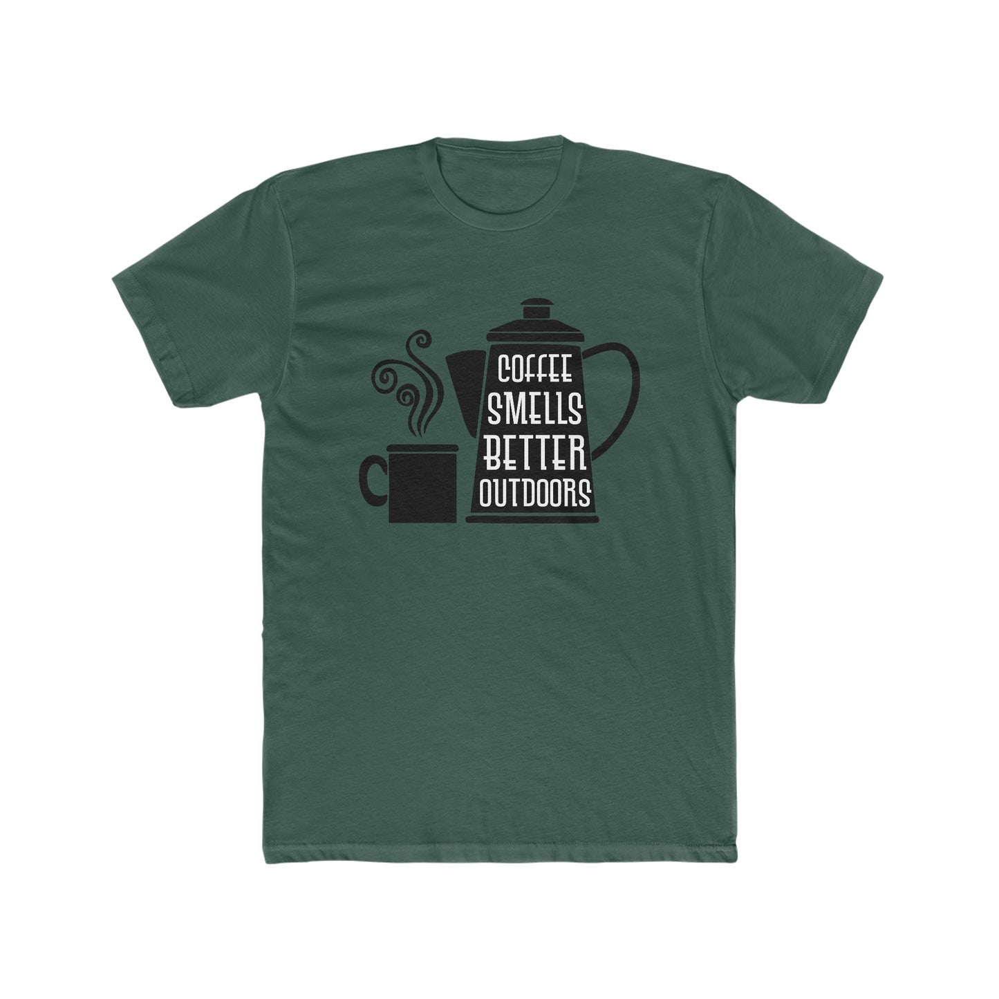 Coffee Smells Better Outside - Men's Cotton Crew Tee