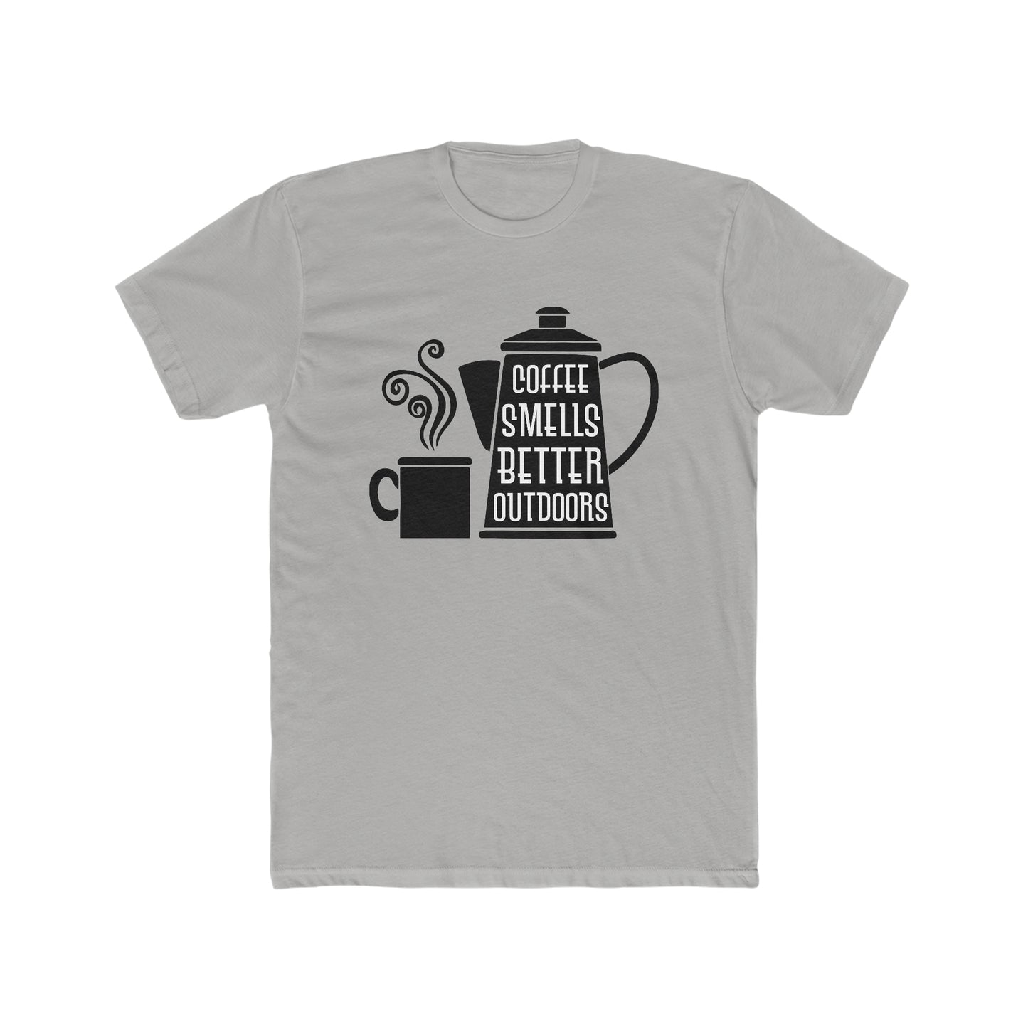 Coffee Smells Better Outside - Men's Cotton Crew Tee
