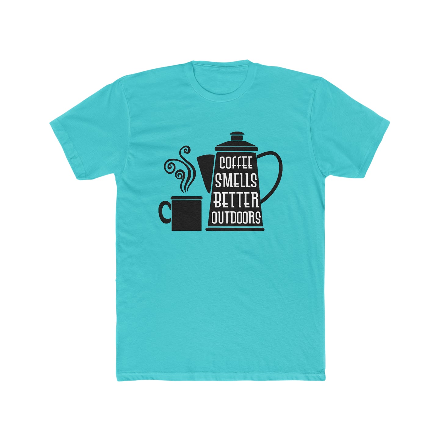 Coffee Smells Better Outside - Men's Cotton Crew Tee