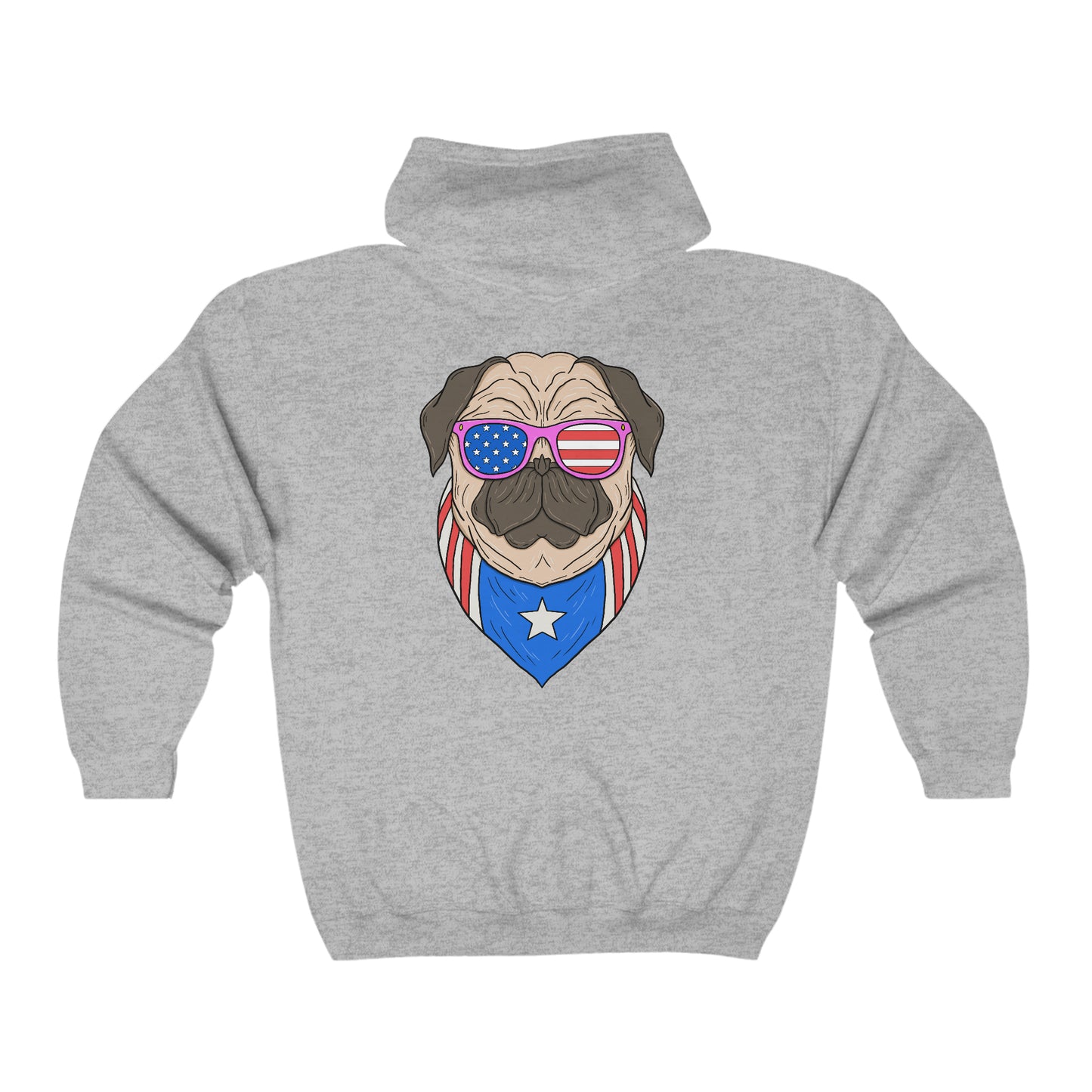 American Pug - Unisex Full Zip Hooded Sweatshirt