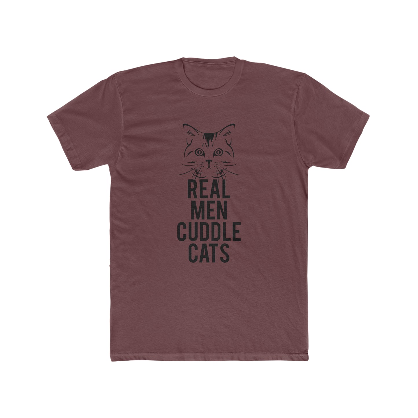 Real Men Cuddle Cats - Men's Cotton Crew Tee