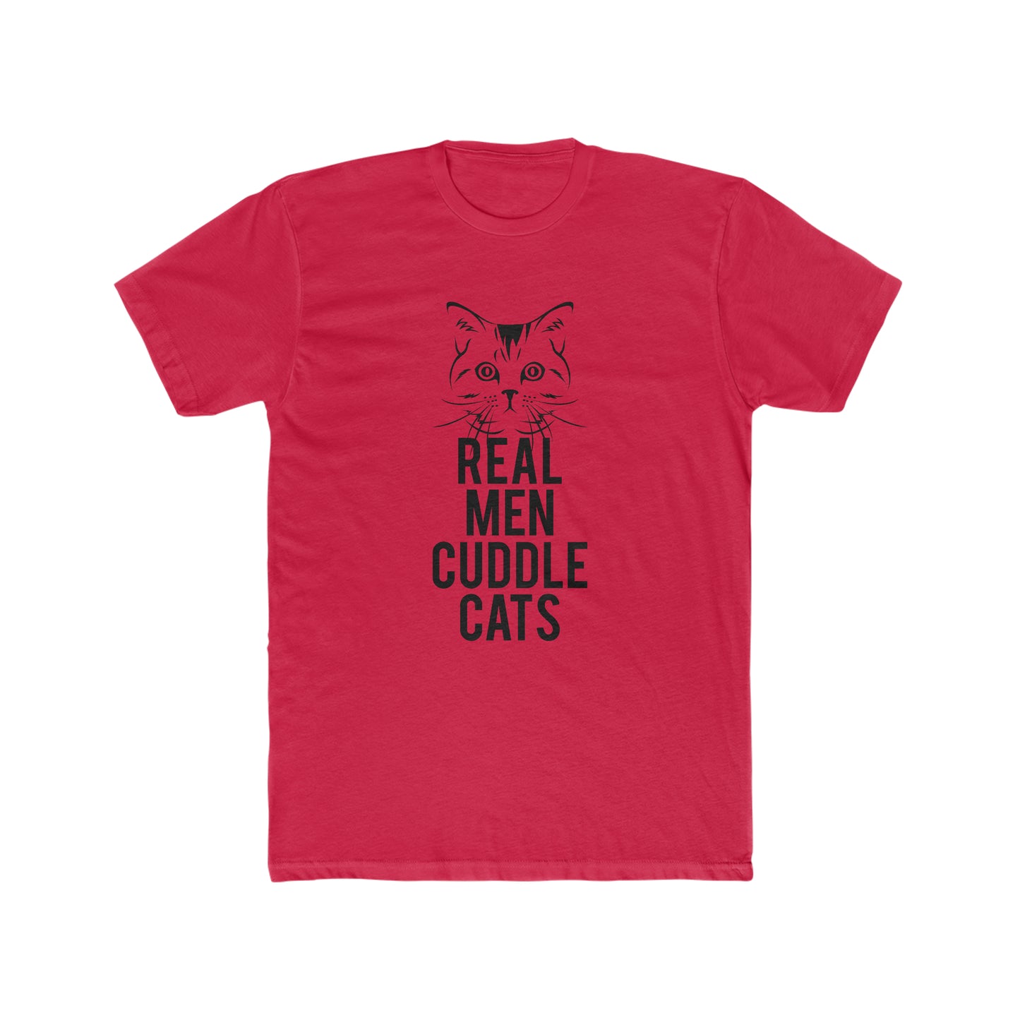 Real Men Cuddle Cats - Men's Cotton Crew Tee