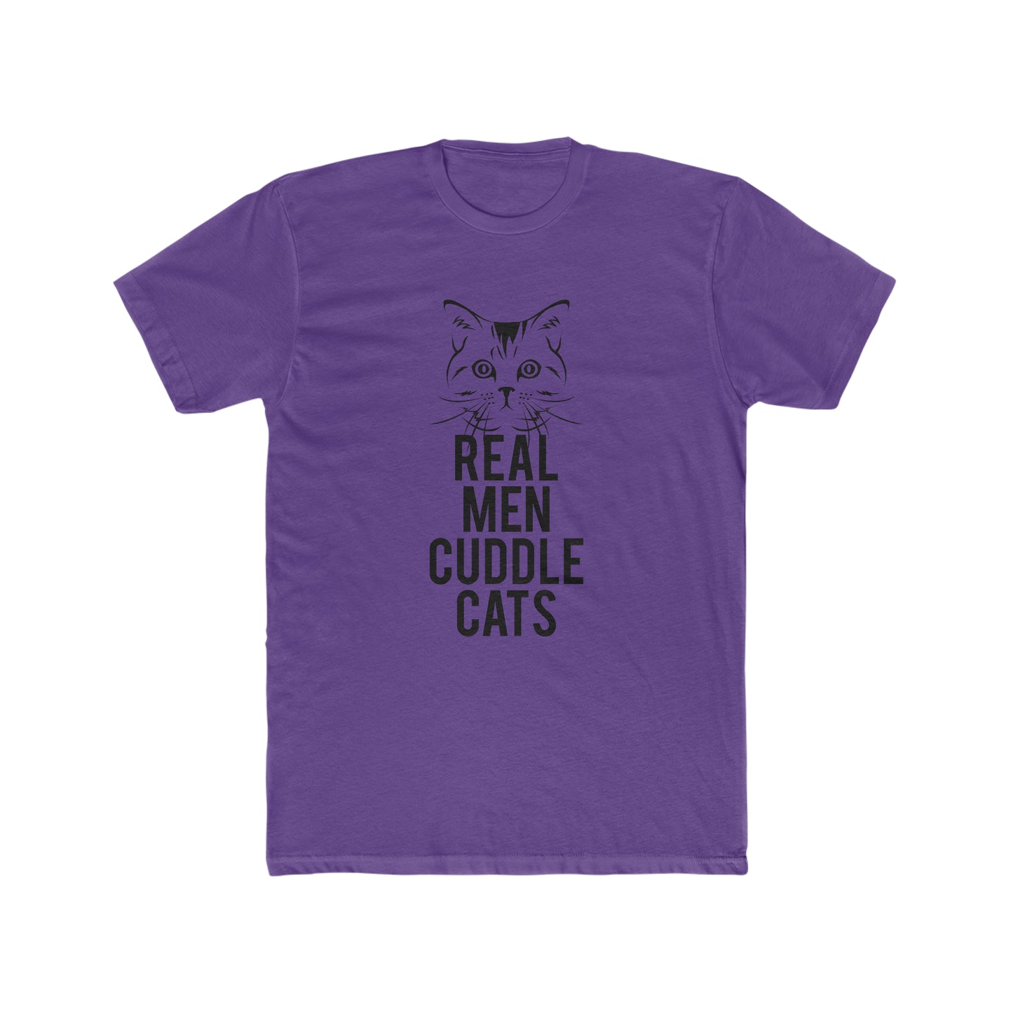 Real Men Cuddle Cats - Men's Cotton Crew Tee