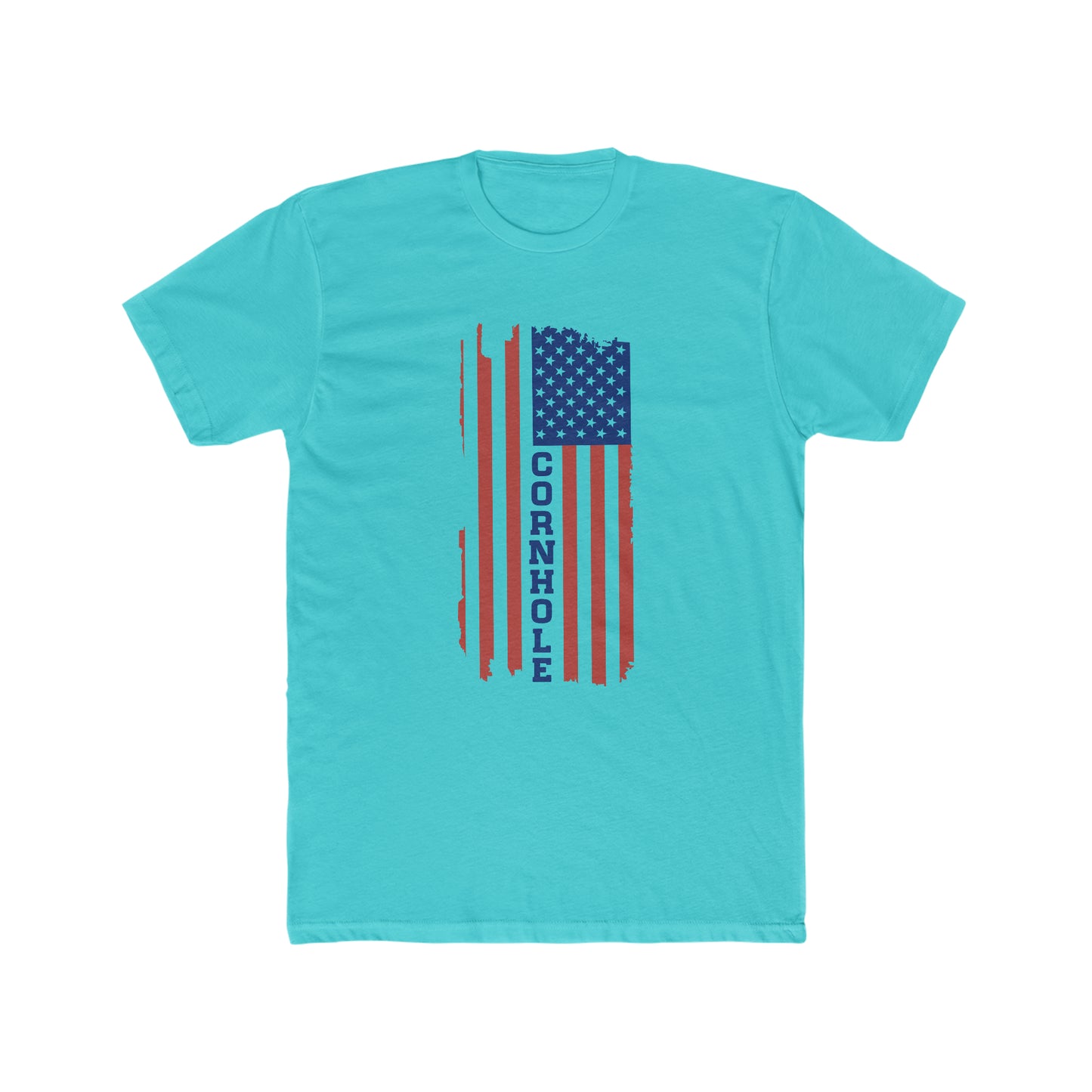Cornhole with USA Flag...Men's Cotton Crew Tee