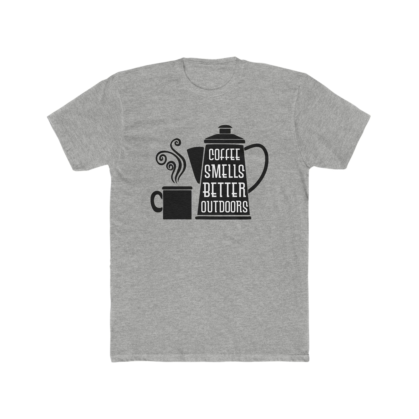 Coffee Smells Better Outside - Men's Cotton Crew Tee