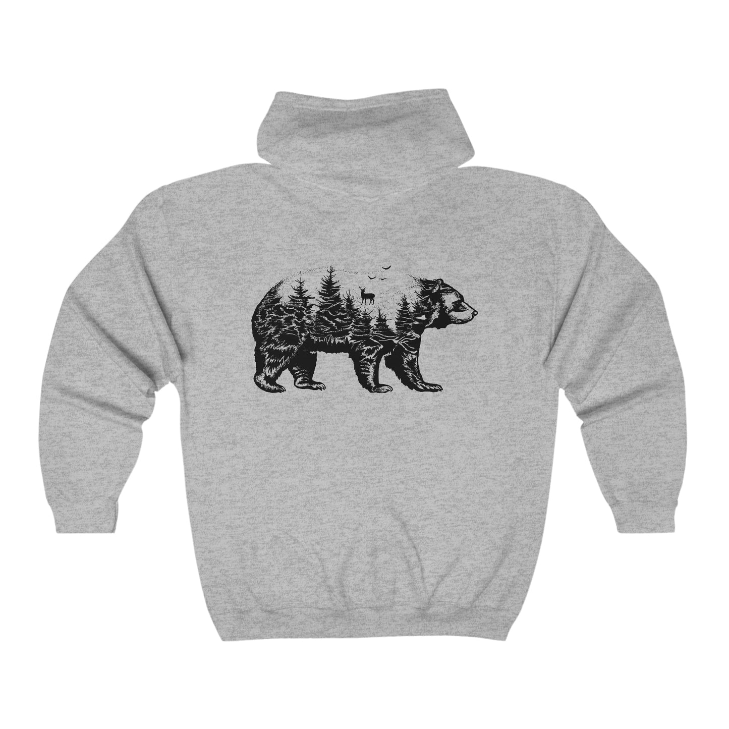 Bear Graphic - Unisex Full Zip Hooded Sweatshirt