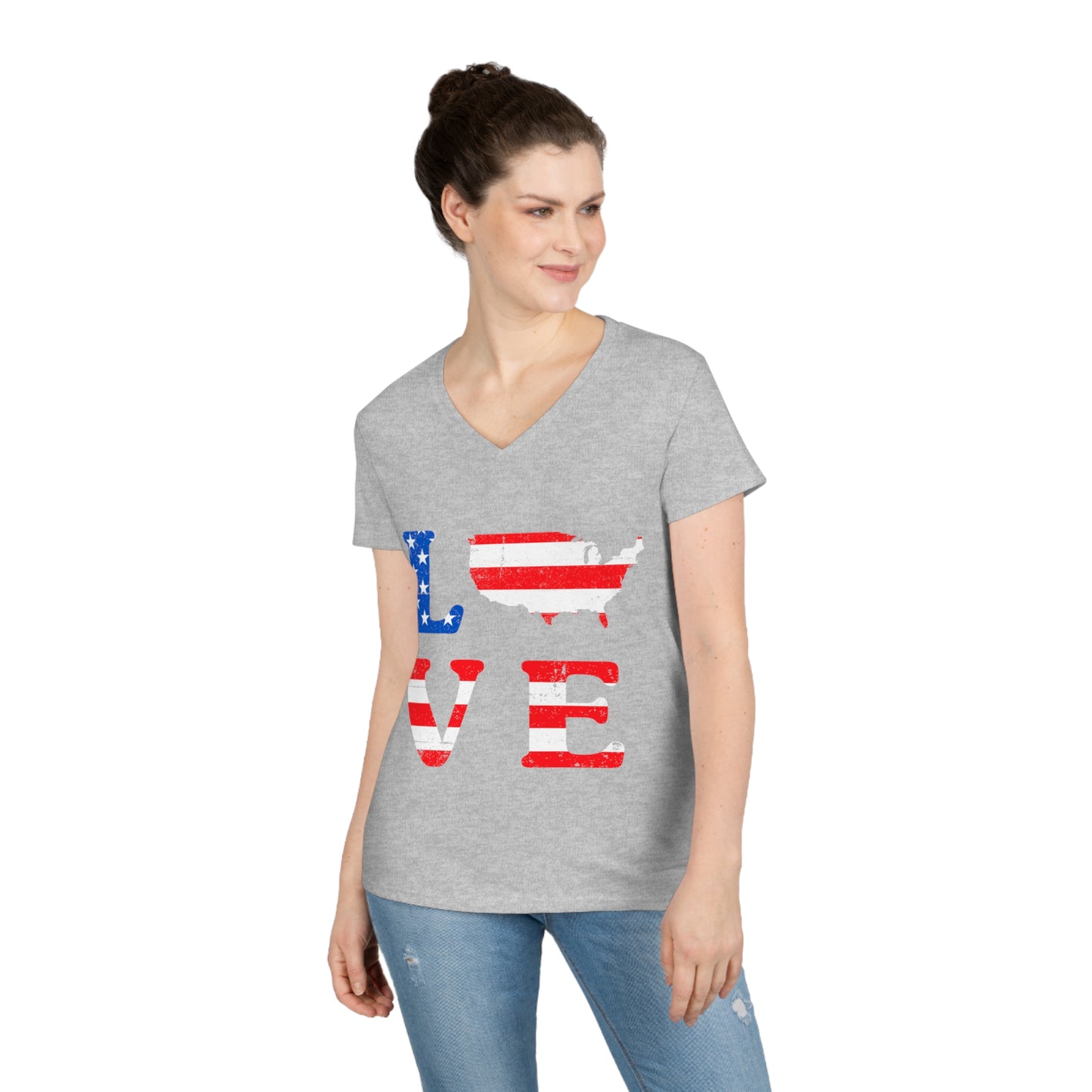 Love America - Ladies' V-Neck T-Shirt