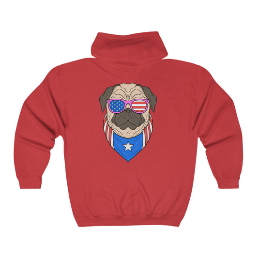 American Pug - Unisex Full Zip Hooded Sweatshirt