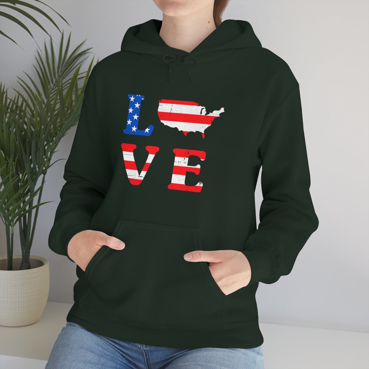 Love America - Unisex  Hooded Sweatshirt