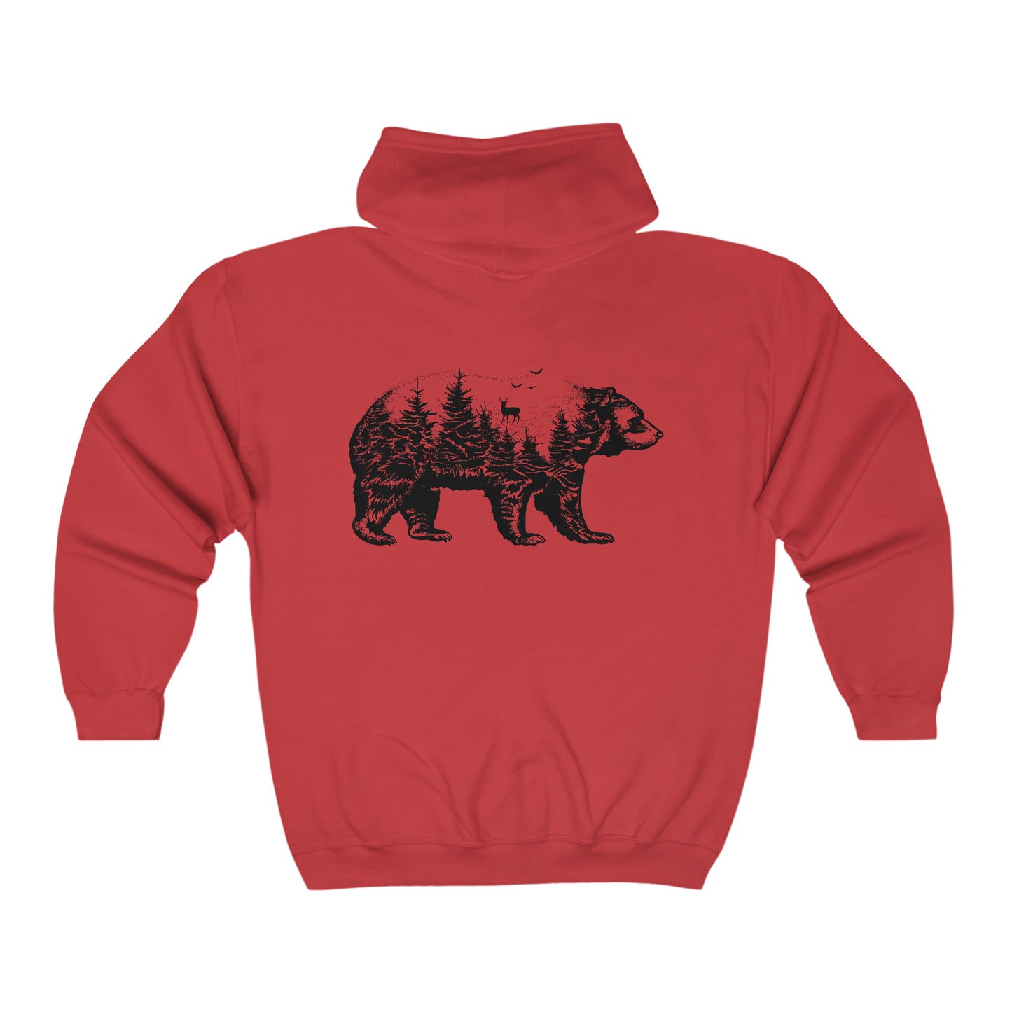 Bear Graphic - Unisex Full Zip Hooded Sweatshirt