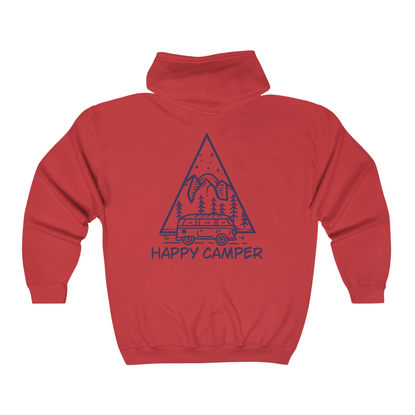 Happy Camper - Unisex Full Zip Hooded Sweatshirt