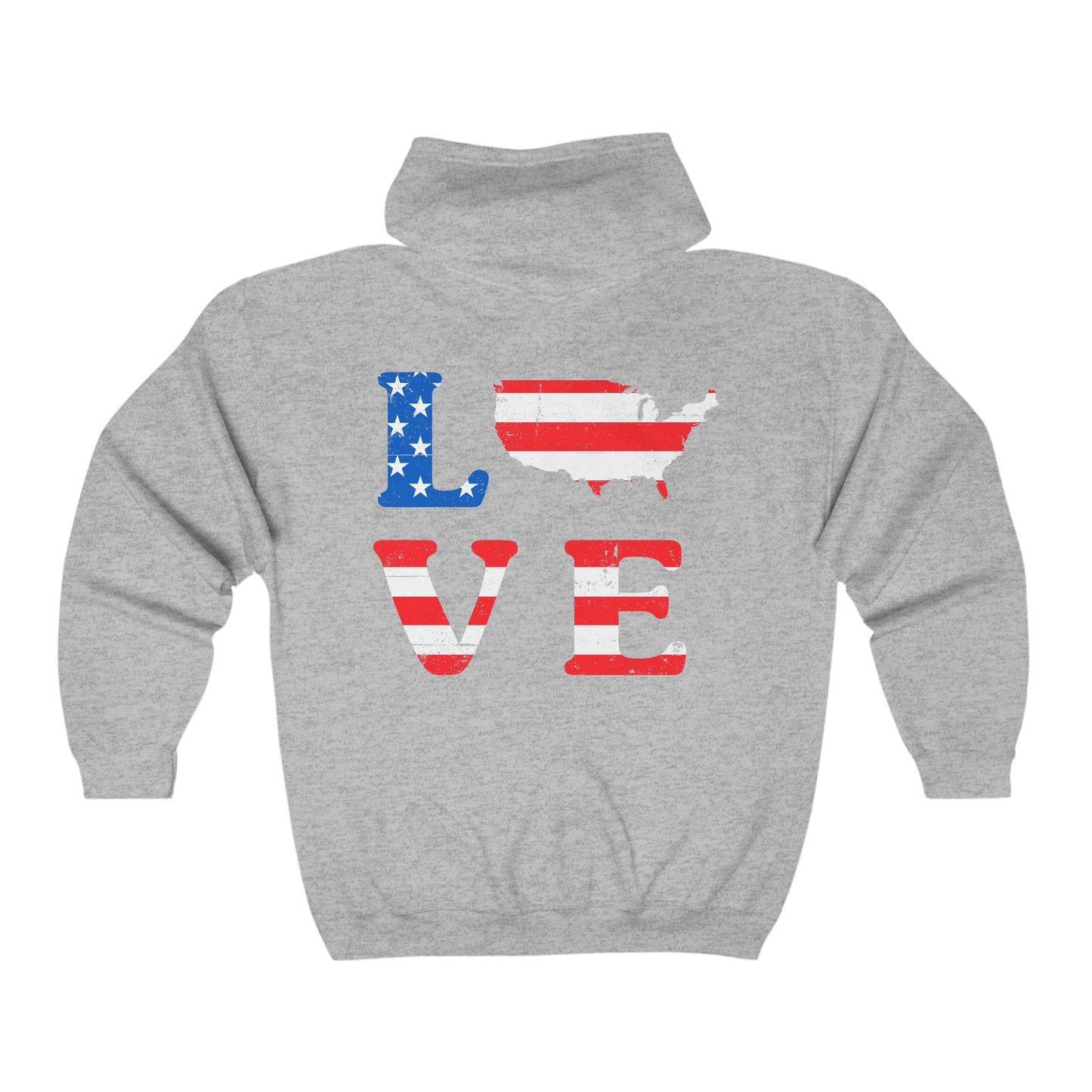 Love America - Unisex Full Zip Hooded Sweatshirt