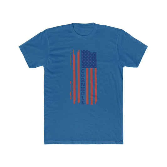 Cornhole with USA Flag...Men's Cotton Crew Tee