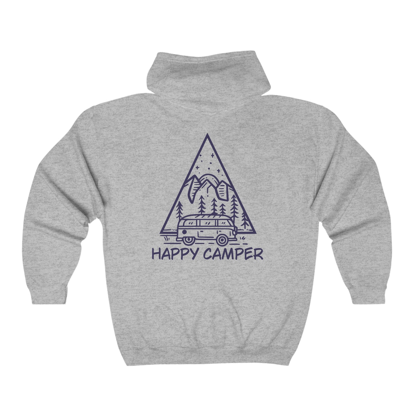 Happy Camper - Unisex Full Zip Hooded Sweatshirt